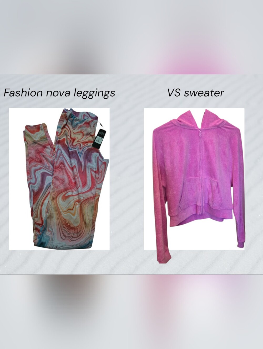 NWT Bundle SALE: Fashion Nova Marble Print Leggings & VS Pink  Sweater